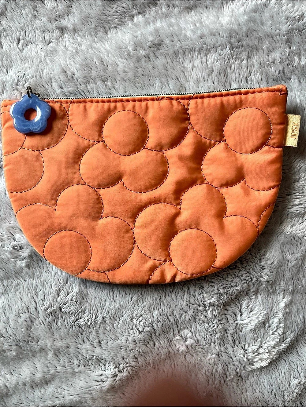 IPSY Quilted Cosmetic Pouch in Orange Like New